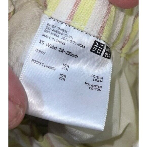 UNIQLO Women's Size XS Striped Cotton Linen Blend Shorts READ - Picture 7 of 9